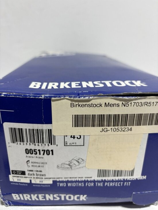 Birkenstock Men’s Arizona Dark Brown Sandals, Size US 10 M, EUR 43